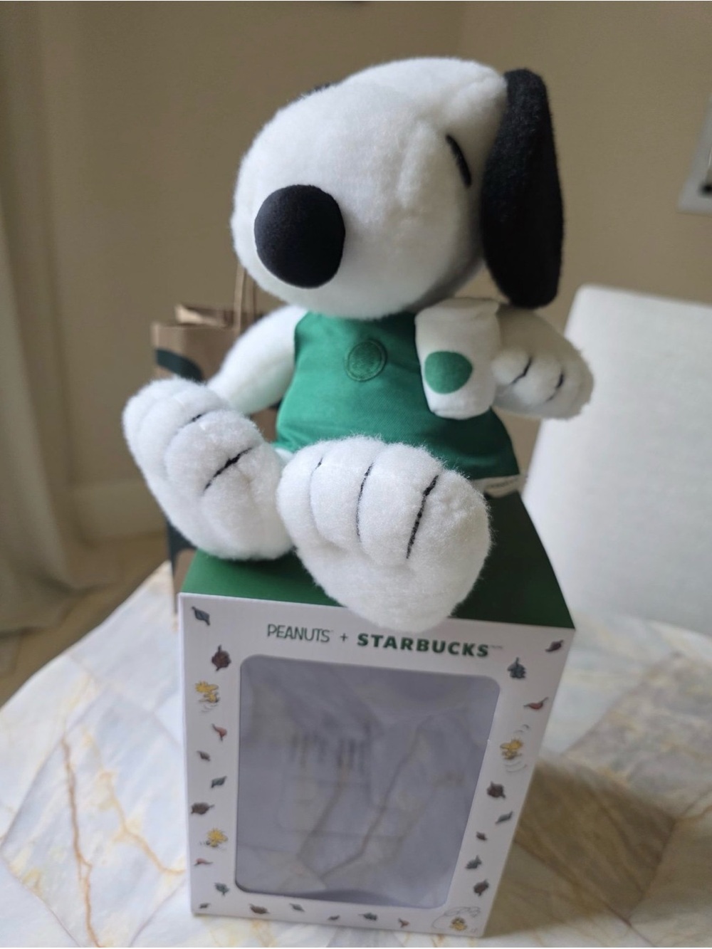 Starbucks Snoopy Peanuts Plush in Green and White